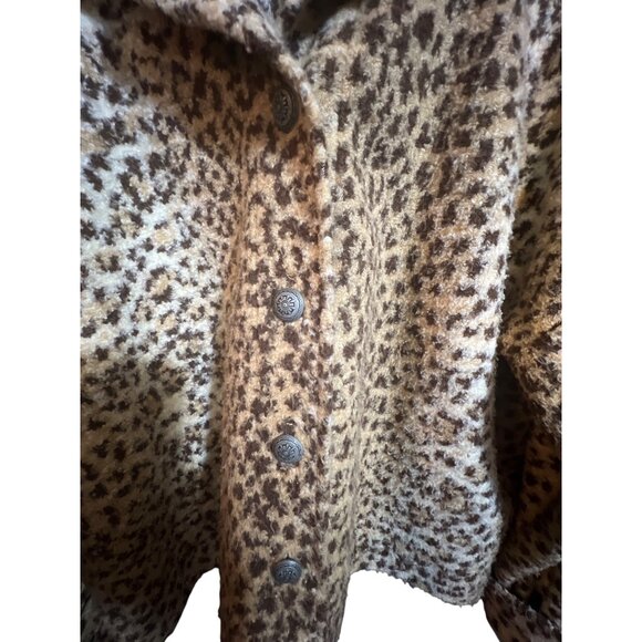 Cactus Flower Womens Leopard Print Jacket Large Button‎ Down - Picture 3 of 6